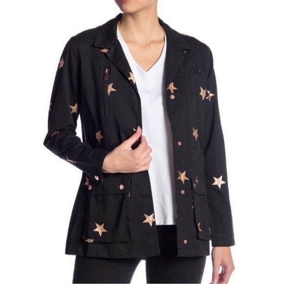 Romeo & Juliet Couture Jackets & Blazers - Romeo & Juliet Couture NEW Black Copper Star Utility Streetwear Jacket Size L